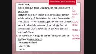 نمونه حل شده قسمت اول ، بخش نوشتاری امتحان گوته سطح B1