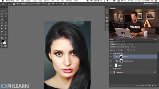 آموزش تغییردادن رنگ مو در فتوشاپ با زیرنویس انگلیسی