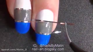 طراحی ناخن - کالر بلاک با رنگ های زمستونی Color block nail art