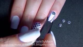 طراحی ناخن - دو آموزش در یک فیلم Polka dot stud and nails