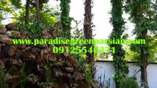 آبنمای صخره ای با برکه قلوه سنگ و پوشش گیاهی زیبا