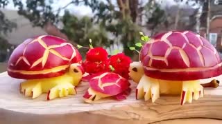 میوه آرایی - لاک پشت با سیب