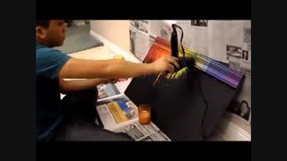 تابلو با آب کردن مداد شمعی