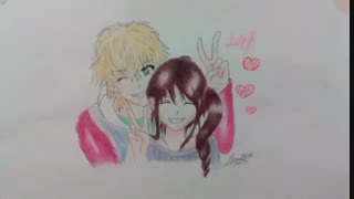 نقاشی من از صحنه عاشقانه انیمه ای
