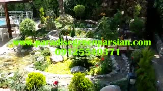 آبنمای سنگ پوکه و فضای سبز