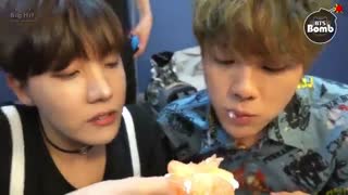 BANGTAN BOMB] Dessert time @-@ BTS JIN, JHOPE, JUNGKOOK  ..غذا خوردنشوون رو خخ