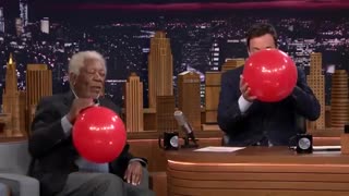 Morgan Freeman Chats with Jimmy Fallon While Using Helium du2.ir