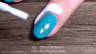 طراحی ناخن سنگ فیروزه (با آب) Turquoise stone nail art
