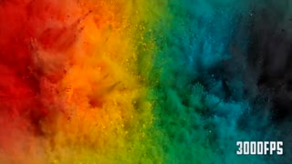 ویدیوی صحنه آهسته پخش شدن گرد و غبار رنگی به آسمان