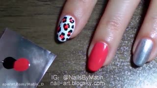 طراحی ناخن پلنگی Mix and match pink leopard print nails