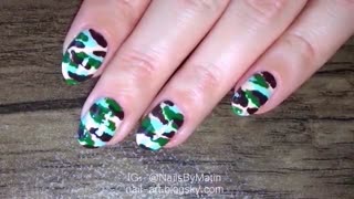 طراحی ناخن استتاری / ارتشی Camouflage nail art