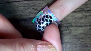 طراحی ناخن پولک ماهی / پری دریایی Fish scale nail art