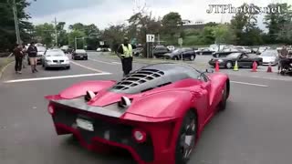 Ferrari P4/5 driving away