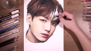 آموزش نقاشی خیلی قشنگ از جونگ کوک